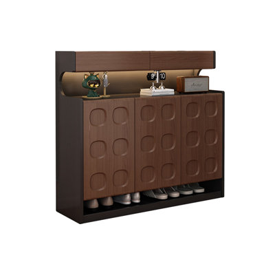 Armoire à chaussures 55,12 po à 2 portes minimaliste - Panneau de particules avec panneau arrière épaissi, rangement pour vestibule robuste