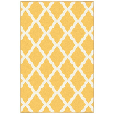 Tapis marocain jaune à motif treillis Pink