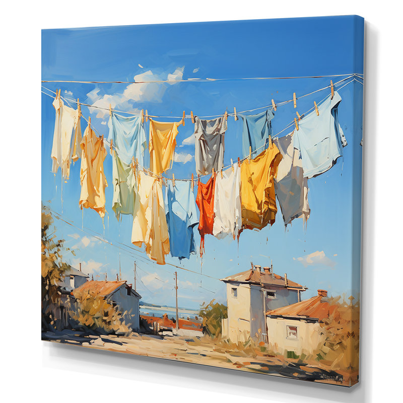 Laundry Day Village 1 - Art mural, H 30 po x l 30 po x P 1,5 po