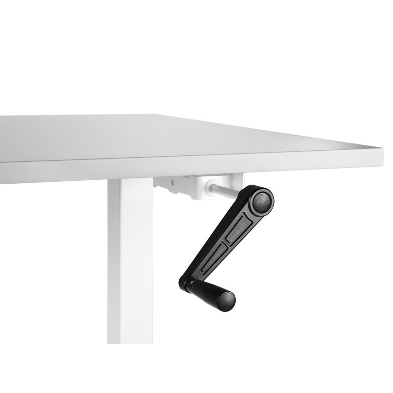 Nateasha Adjustable Metal Base Standing Desk, White, Grey, 119cm H x 160cm W x 72cm D