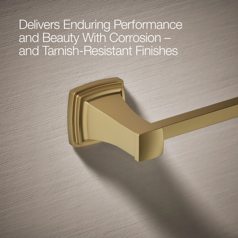 Riff Wall Mounted Towel Bar, Vibrant Brushed Moderne Brass, 18"W