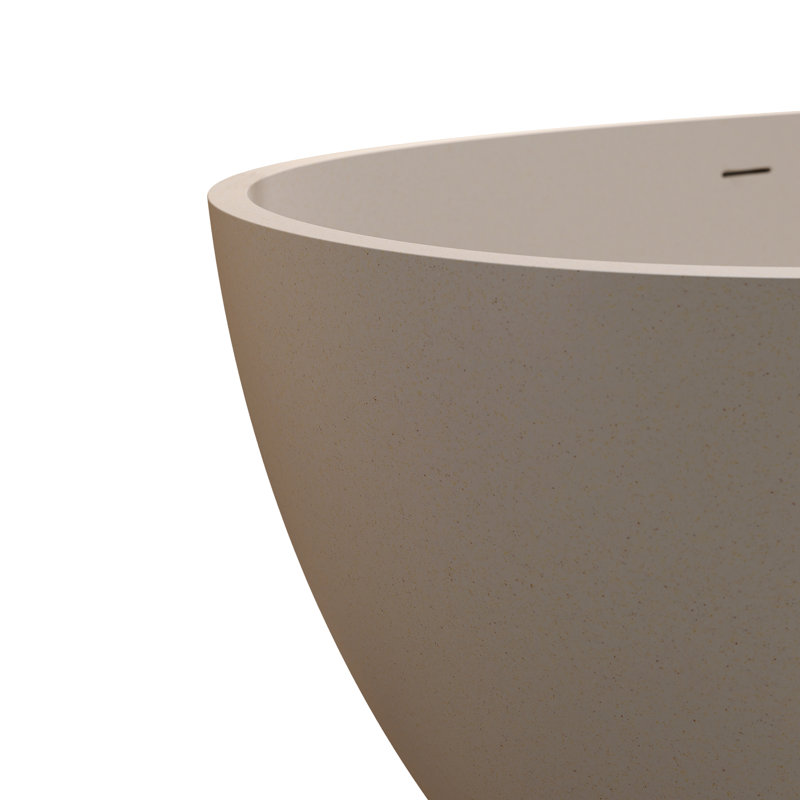 Baignoire de trempage autoportante de 59 pouces avec surface solide, pierre de résine beige, surface de bain confortable et résistante à l'usure en pouces, couleur, forme arrondie, bonne isolation