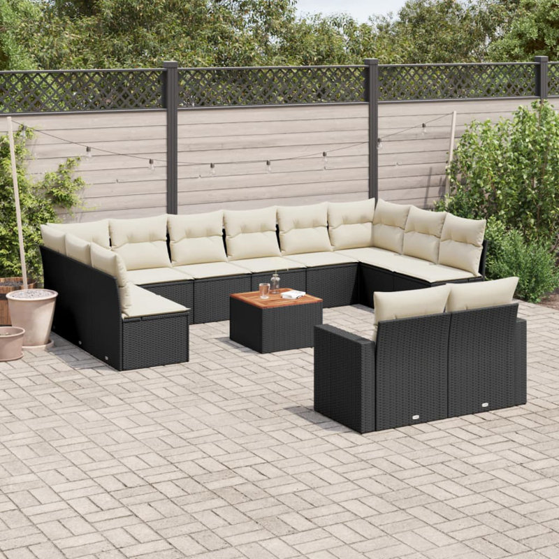 Ensemble de 13 canapés de jardin en rotin PE noir Vidaxl