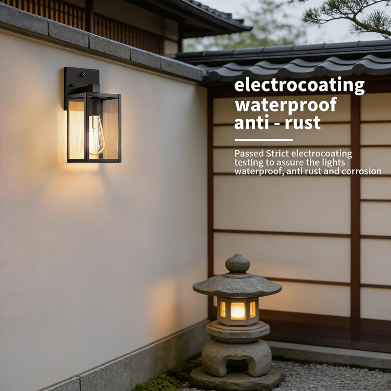 Dusk To Dawn Outdoor Wall Light With Photocell Sensor, Waterproof Exterior Lighting Fixture For Porch, Garage, Entryway, All-Weather Aluminum Construction, E26 Socket Compatible