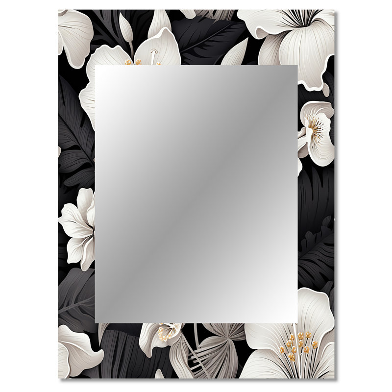 Monochrome Tropics Tropical Pattern - Tropical Mirror Wall Decor, 40" x 30"