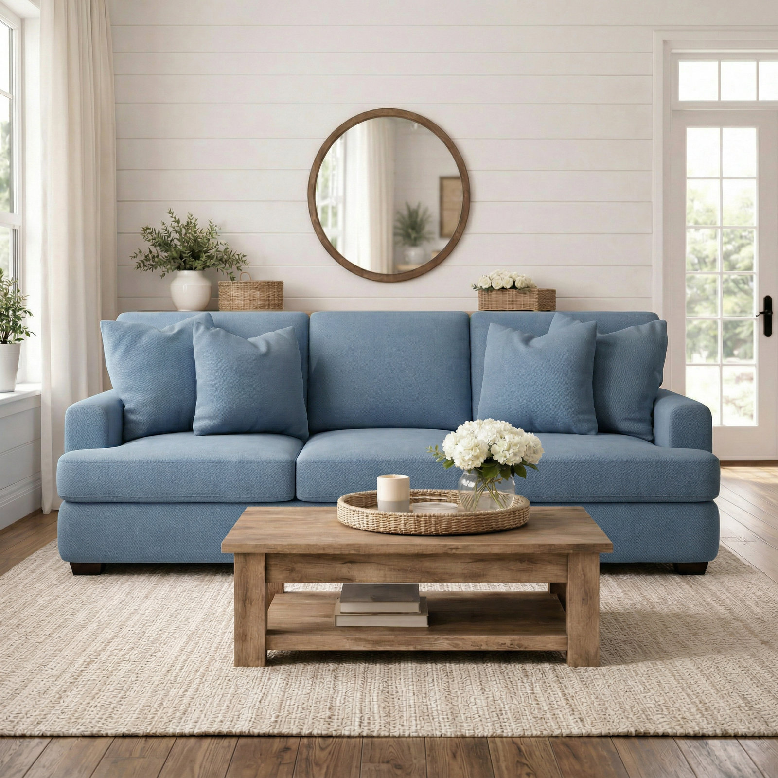 Emilio 90'' Upholstered Sofa, Bella Ocean Performance Velvet