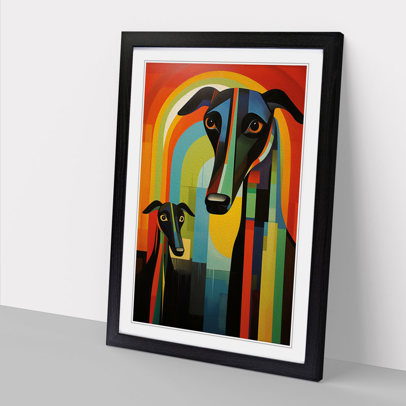 Greyhound Constructivism No.2 - Framed Print, Black Framed, 46cm H x 34cm W