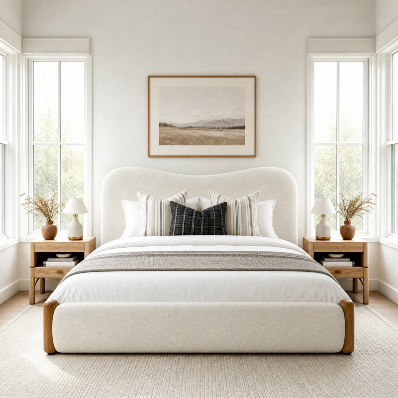 Lit plateforme tapissier Modern Organic, Grand lit