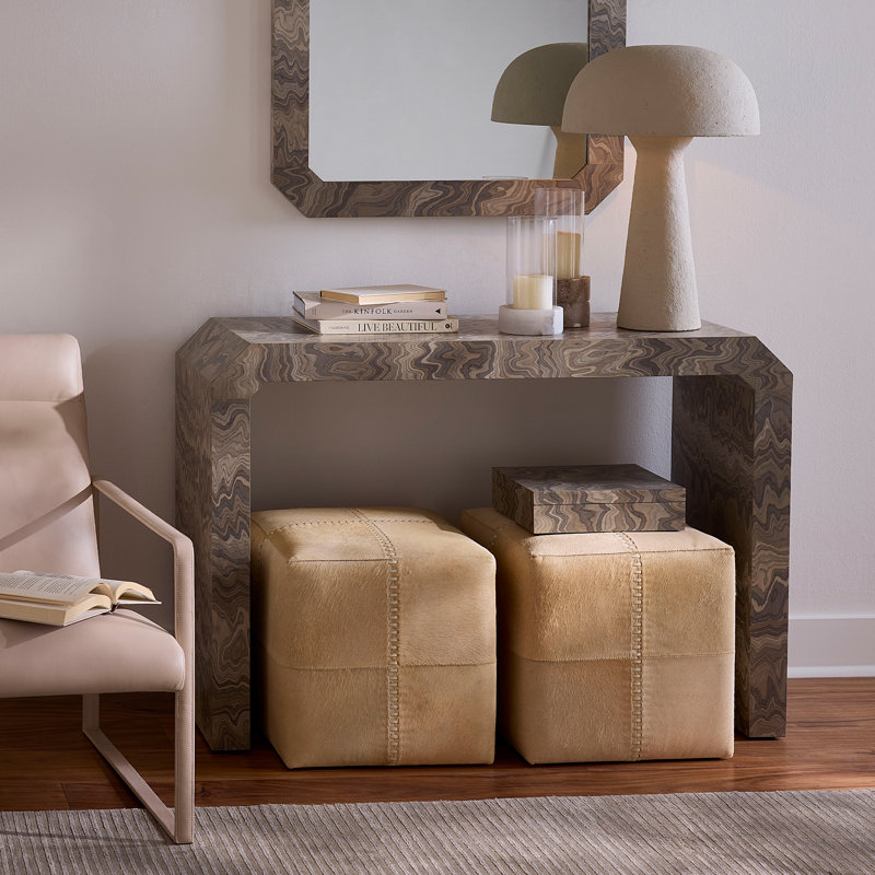Grounded Veneer Console Table, Sand Grey