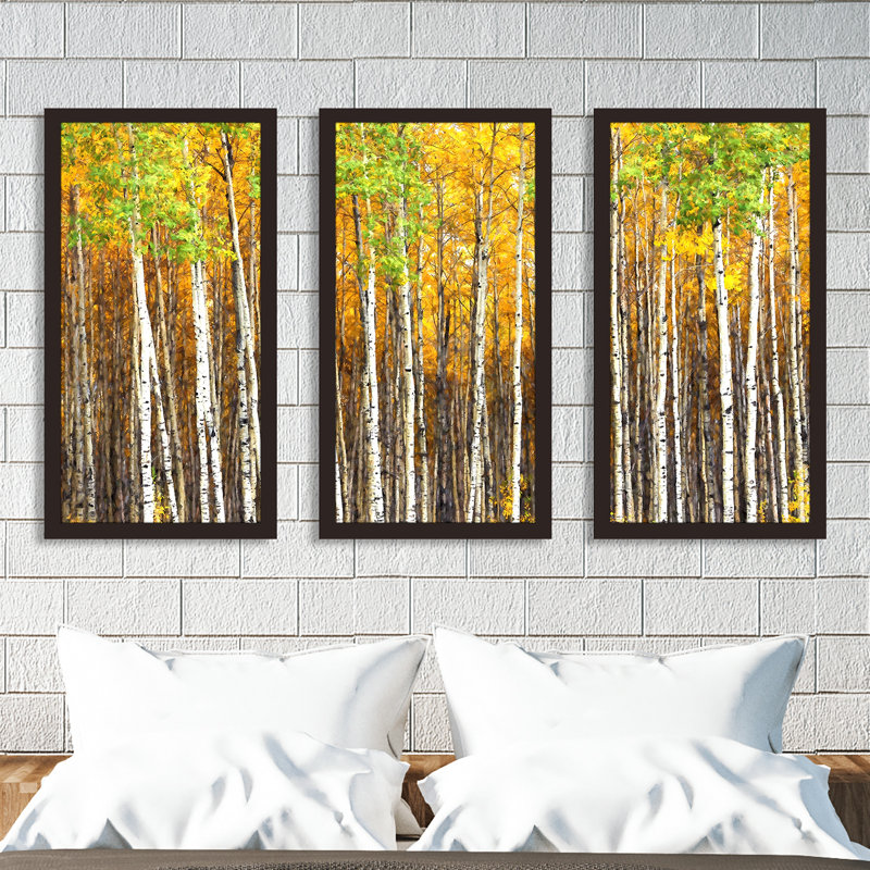 « automne aura », ensemble de 3 reproductions d’art encadrées, H 33,5 po x l 52,5 po x P 1 po