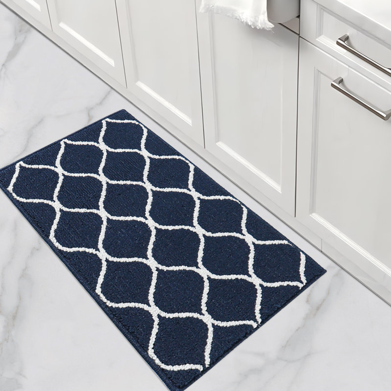 Tapis de cuisine antidérapant, super absorbant et résistant aux taches pour la cuisine, la lessive et l'évier, Bleu