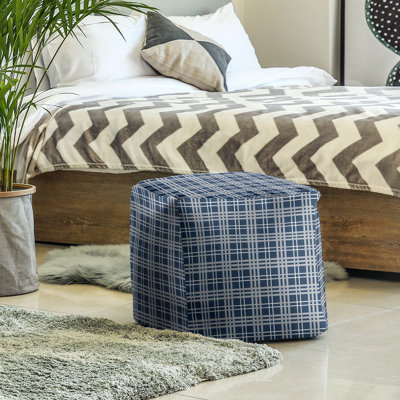 Pouf carré à carreaux New England