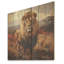 Lion d'Afrique, savane II - animal lion sur bois-404150298