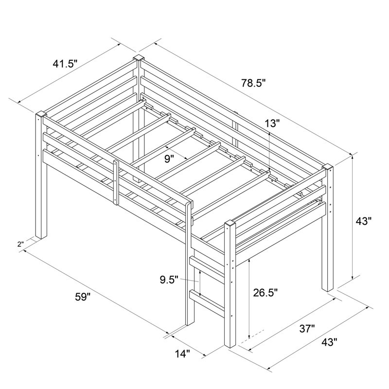 Lit mezzanine simple Schlemmer par Harriet Bee, Gris