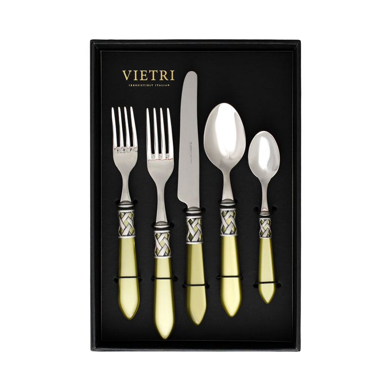 Aladdin 20 - Piece Stainless Steel Flatware Set - Service for 4, Chartreuse
