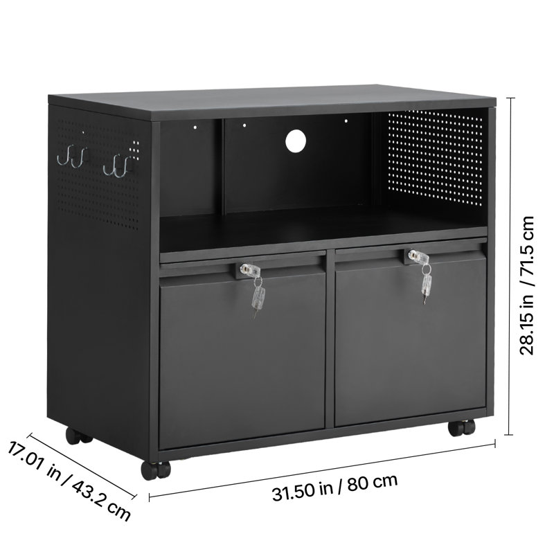 2 Drawers Metal File Cabinet, Lateral Filing Cabinet with Lock and Adjustable Hanging Rods, Wide Filing Storage Cabinets for Home and Office Fit Letter, A4, Legal Size File, Easy Assembly, Black