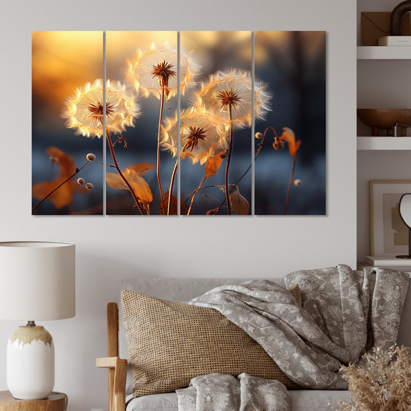 «Dandelion Morning Moments IV», ensemble de reproductions d'art mural floral en métal