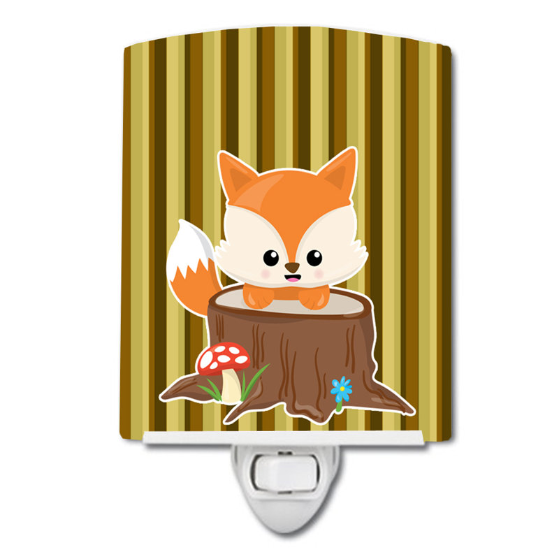 Baby Fox Tree Stripes Ceramic Night Light