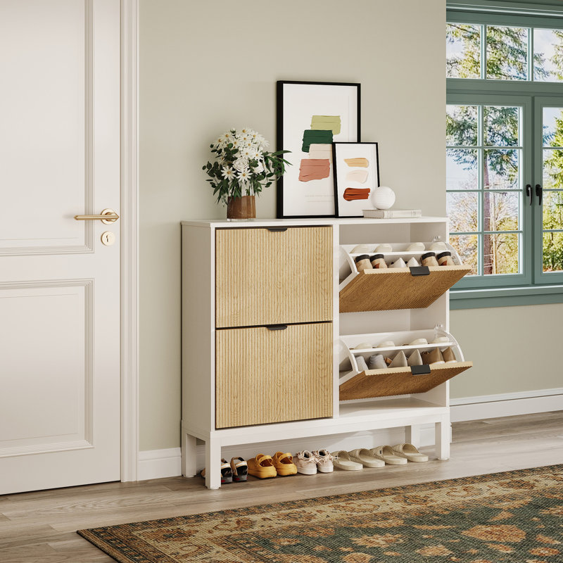 Shoe Storage Cabinet, Oak Wood