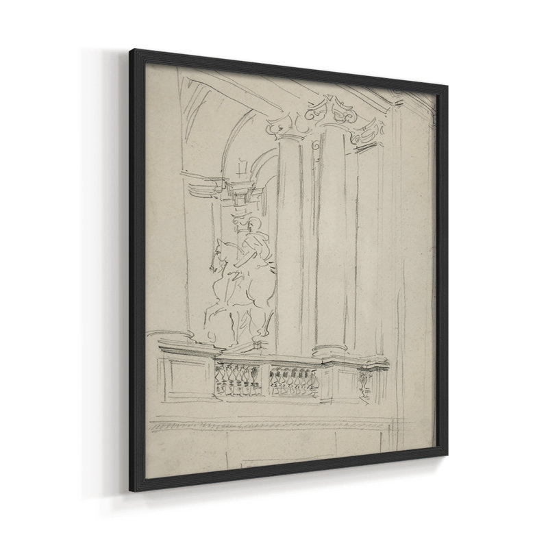 Vintage Sketch LXXX  Framed Print - Set of 4, 14" H x 44" W, Black