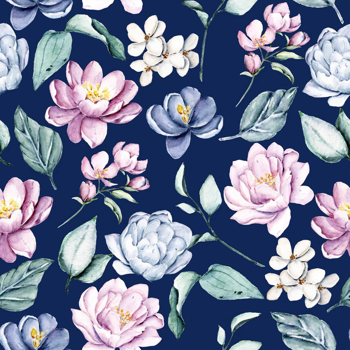 Red Barrel Studio® Dark Blue Wallpaper With Flowers Floral Wallpaper Wayfair