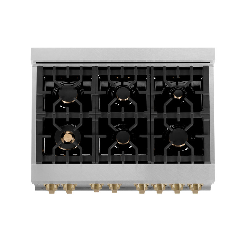 ZLINE Autograph 36" Legacy Dual Fuel Range, Champagne Bronze Satin Stainless Steel