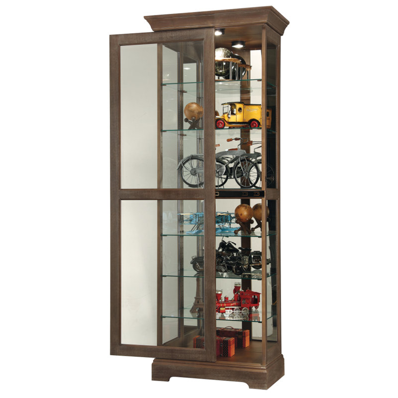 Martindale Solid Wood Lighted Curio Cabinet, Brown