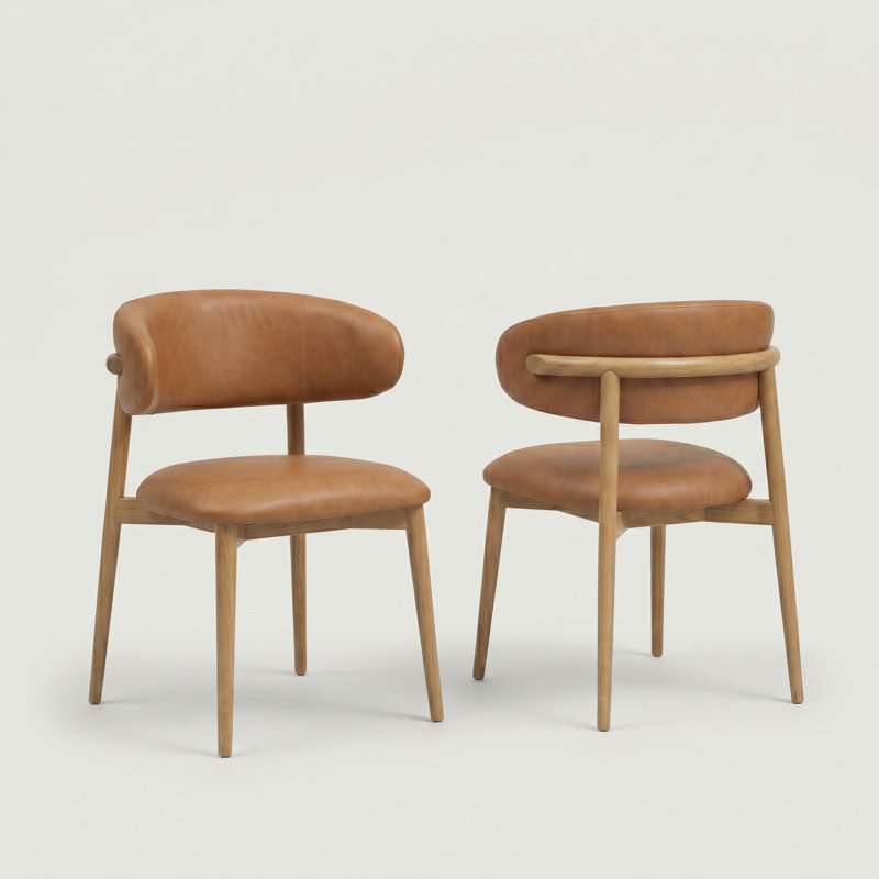  Chaise rembourrée Olimpio - Cuir brun clair, Cuir brun clair brun clair