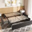 Lit plateforme avec rangement, 3 grands tiroirs sur roulettes, lit plateforme tapissier en tissu, aucun sommier tapissier requis, support de lattes en bois massif, assemblage facile, gris foncé-1858216441
