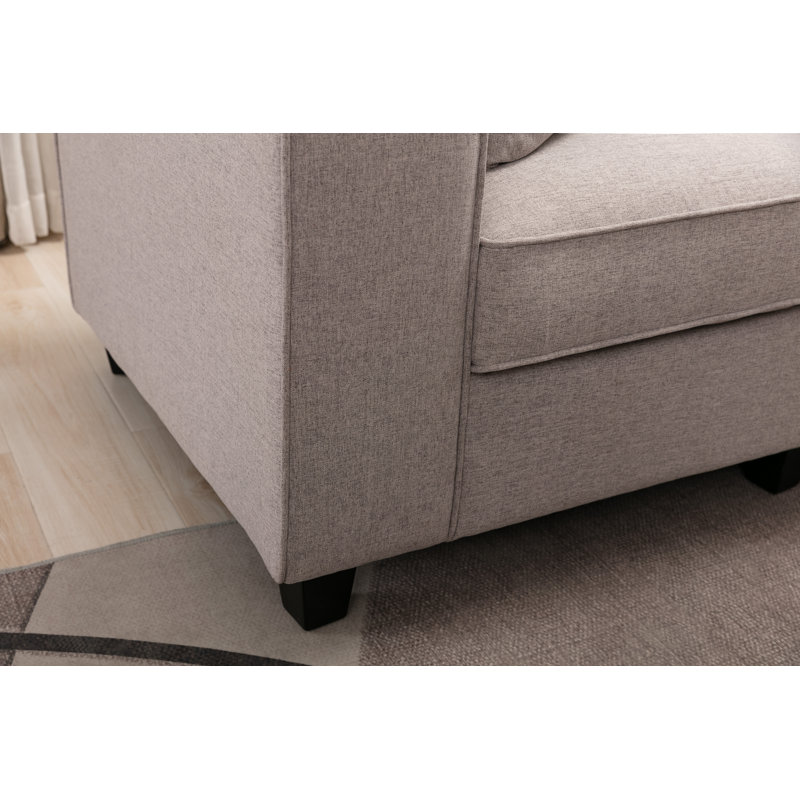 McCoole 137" Square Arms Seating Component with Ottoman, Light Gray