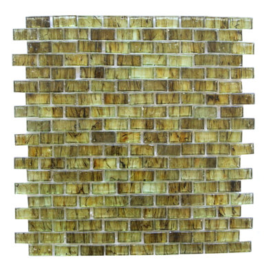 LEED Amber 0.63" x 1.25" Glass Mosaic Tile in Brown Olive