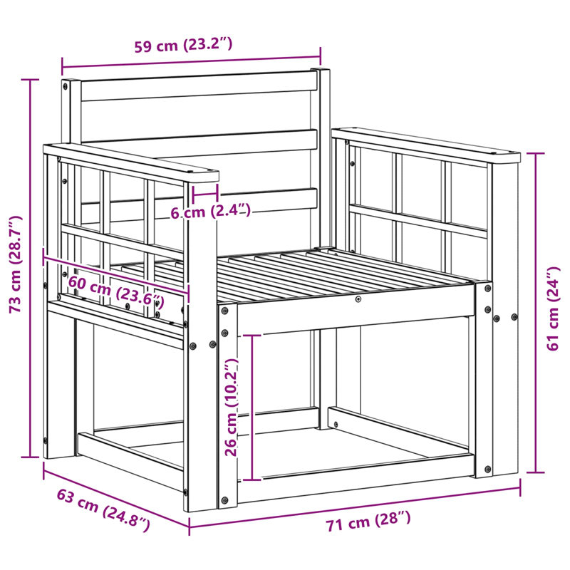 71cm Wide Patio Sectional Set