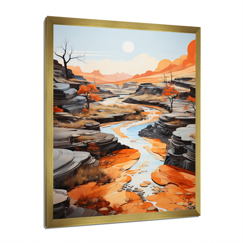 «Meandering River Endless Journey II», reproduction d'art sur toile, H 40 po x l 30 po x P 1,5 po, Encadrement doré