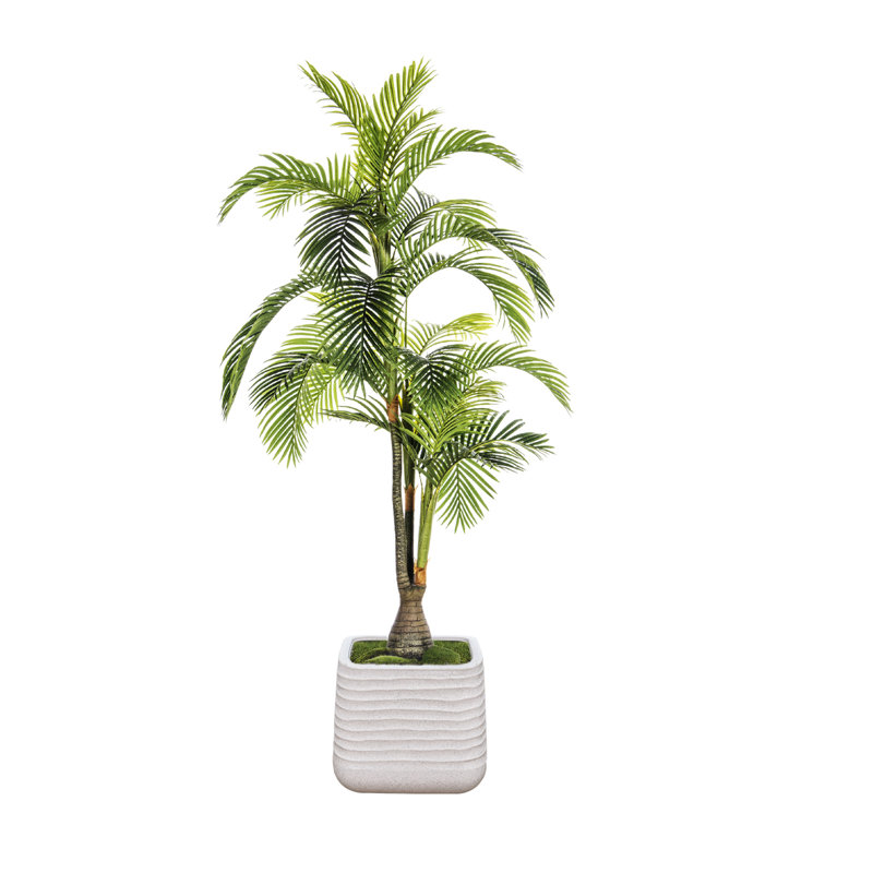 Palmier artificiel 90,57 "en pot, Blanc