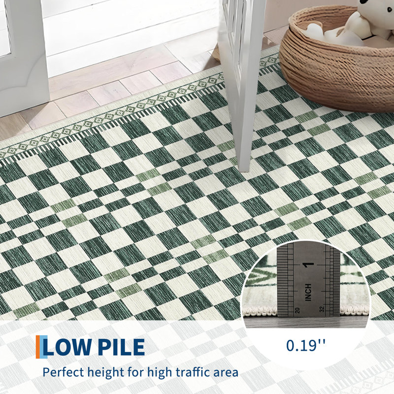 Washable Rugs for Living Room Modern Abstract Checkered Area Rugs Non Slip Carpet Indoor Stain Resistant Carpet for Dining Room Playroom Nursery