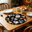 6 napperons de table ronds d'Halloween avec imprimé fantôme de citrouille Antis Moves
