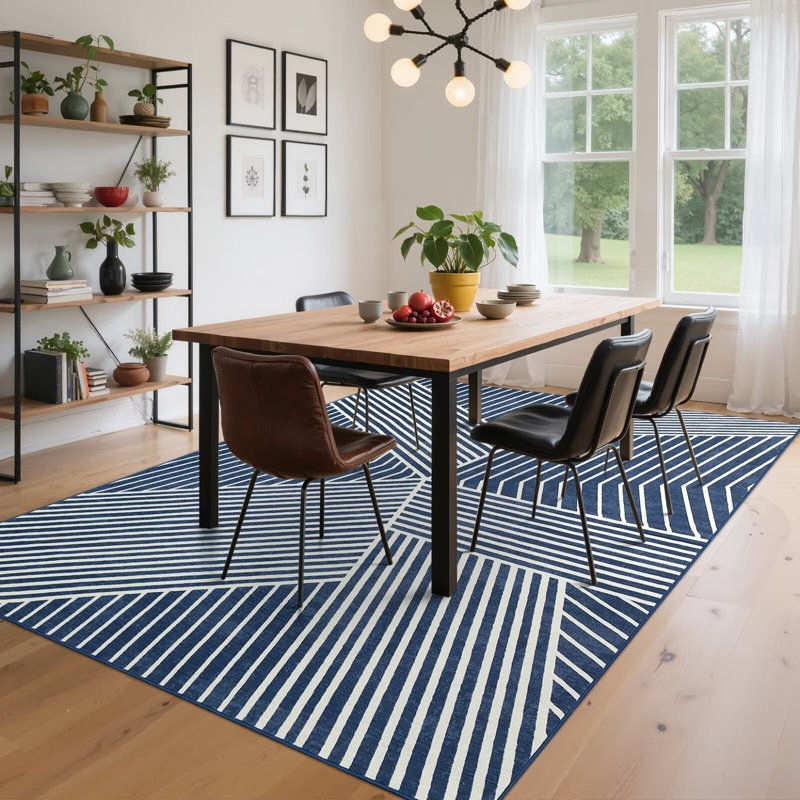 Machine Washable Runner Rug Modern Striped Hallway Runner Non Slip Low Pile Entryway Rug Soft Non Shedding Carpet for Kitchen Laundry
