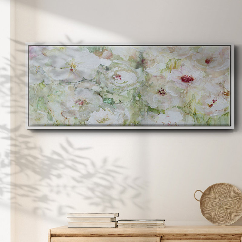 Jardin Blanc- Framed Canvas, 24" H x 60" W