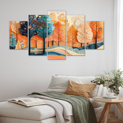 4 saisons d'arbres forestiers Drem Fragments I - Saisons - Art mural traditionnel pour salon diamant