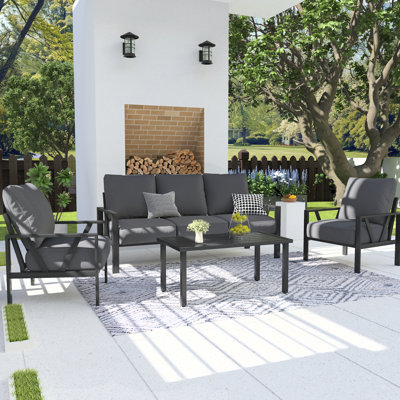 Mileyah 5 - Person Patio Conversation Sets with Cushions