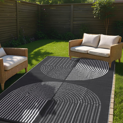 Tapis d'extérieur moderne de 9 pi x 12 pi, tapis de paille en plastique d'extérieur, tapis d'extérieur durable, tapis de camping réversible, revêtement de sol intérieur / extérieur pour porche de patio, pique-nique, camping, fêtes