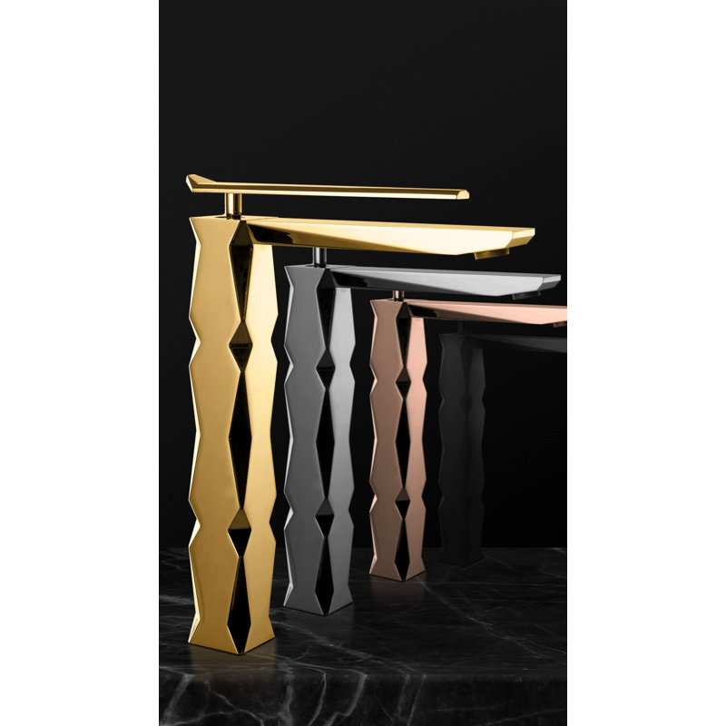 Ikon High Luxury Vessel Sink Bathroom Faucet, Polished Gold