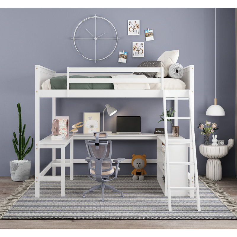 Giselly Kids Full Loft Bed, White