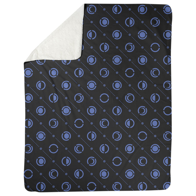 Couverture polaire moon phases, l 60 po x L 80 po, Noir / Bleu