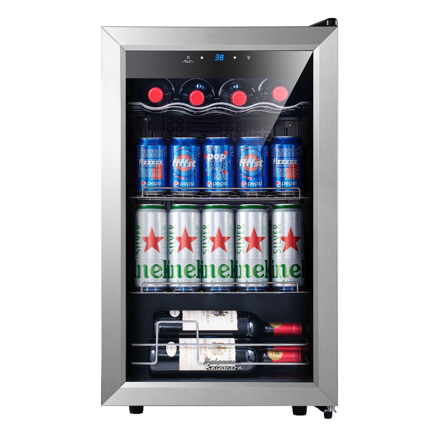 Kalamera Freestanding Refrigeration 93 Cans (12 oz.) 2.4 Cubic Feet  Freestanding Beverage Refrigerator with Wine Storage and with Glass Door &  Reviews