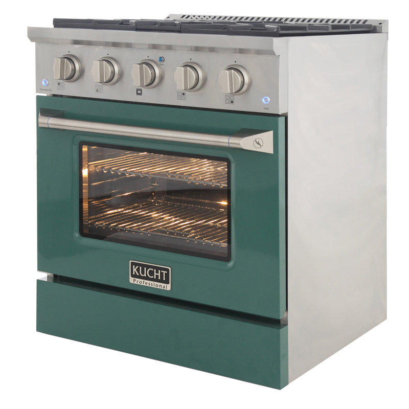 Cuisinière à double carburant autoportante 30 po 4,2 pieds cubes Pro-Style, Vert, Gaz naturel