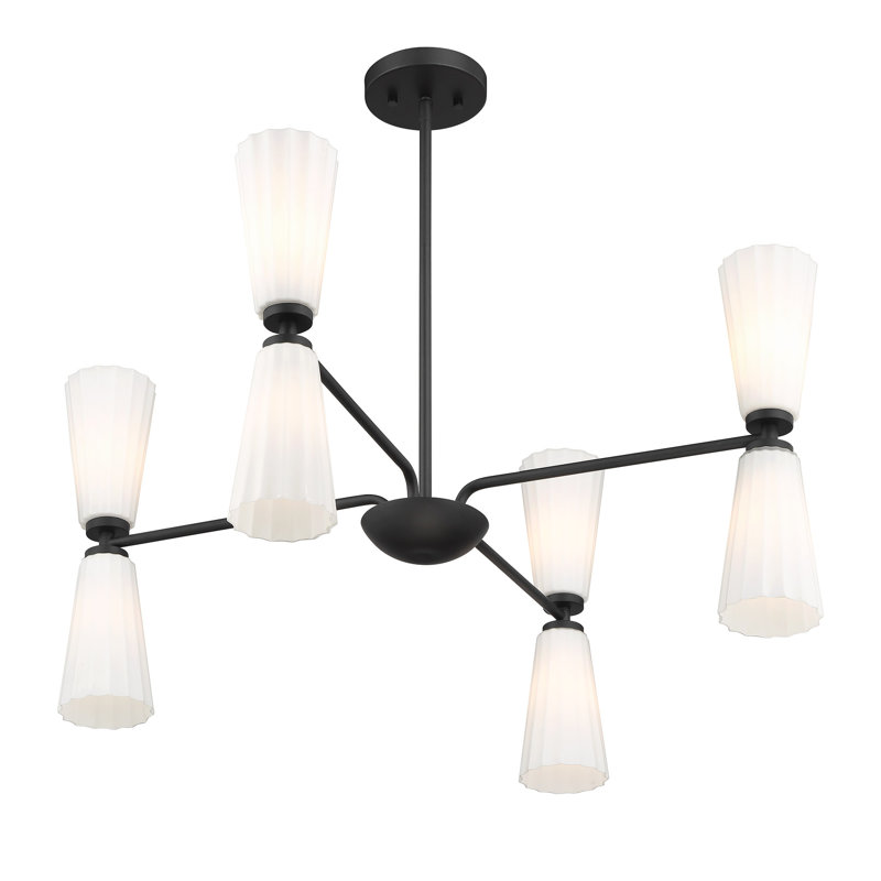 Lustre 8 lumières Kenyia, Noir mat