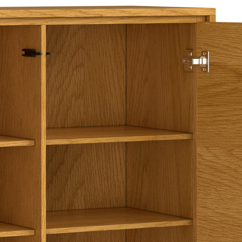 Meuble de rangement en bois d'acacia massif de style industriel moderne de 39 po de longueur avec tablettes réglables et pieds en métal Lowry