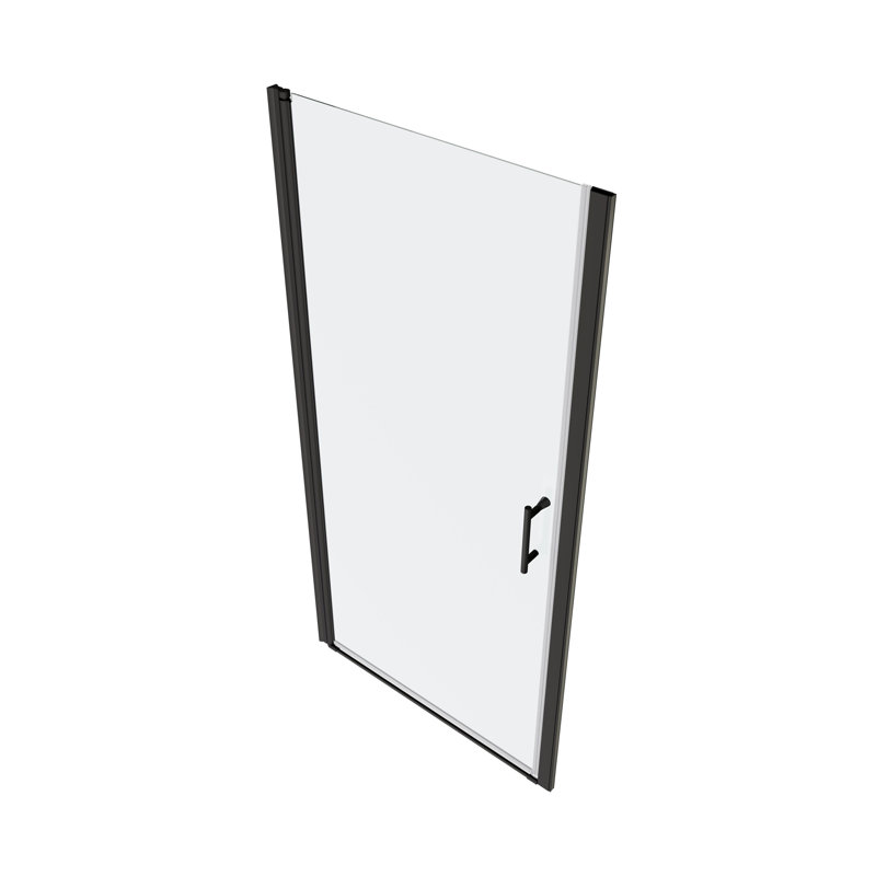 1 3/8" adjustment,universal pivot shower door, open outside, with 1/4" tempered glass, Left, Matte Black
