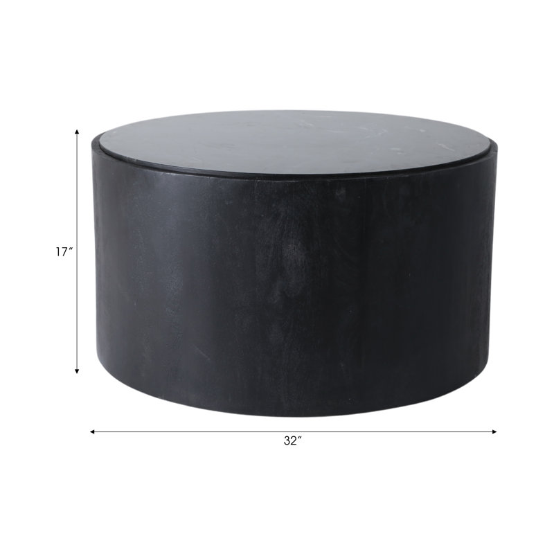 Modern Stone & Mango Wood Coffee Table with Sleek Marble Top, Contemporary Round Design, Durable Solid Wood Base for Stylish Home Decor